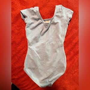 Girls Capezio leotard ballet gymnastics light blue cap sleeves size 6 6X